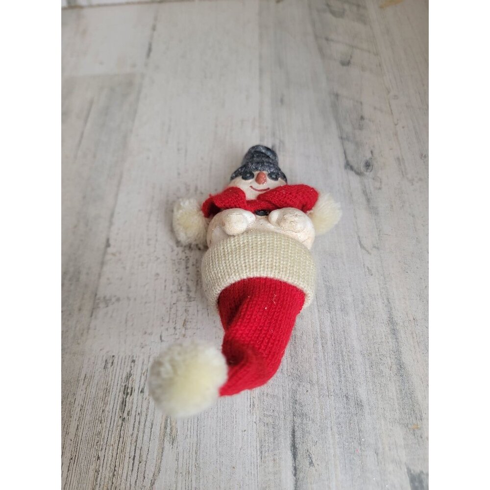 Dept 56 Billy Buttons‎ snowman in stocking ornament Xmas glitter